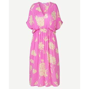 Samsoe Samsoe Pink Kirigami Floral Andina V Neck Pockets Midi Dress Size M NWT